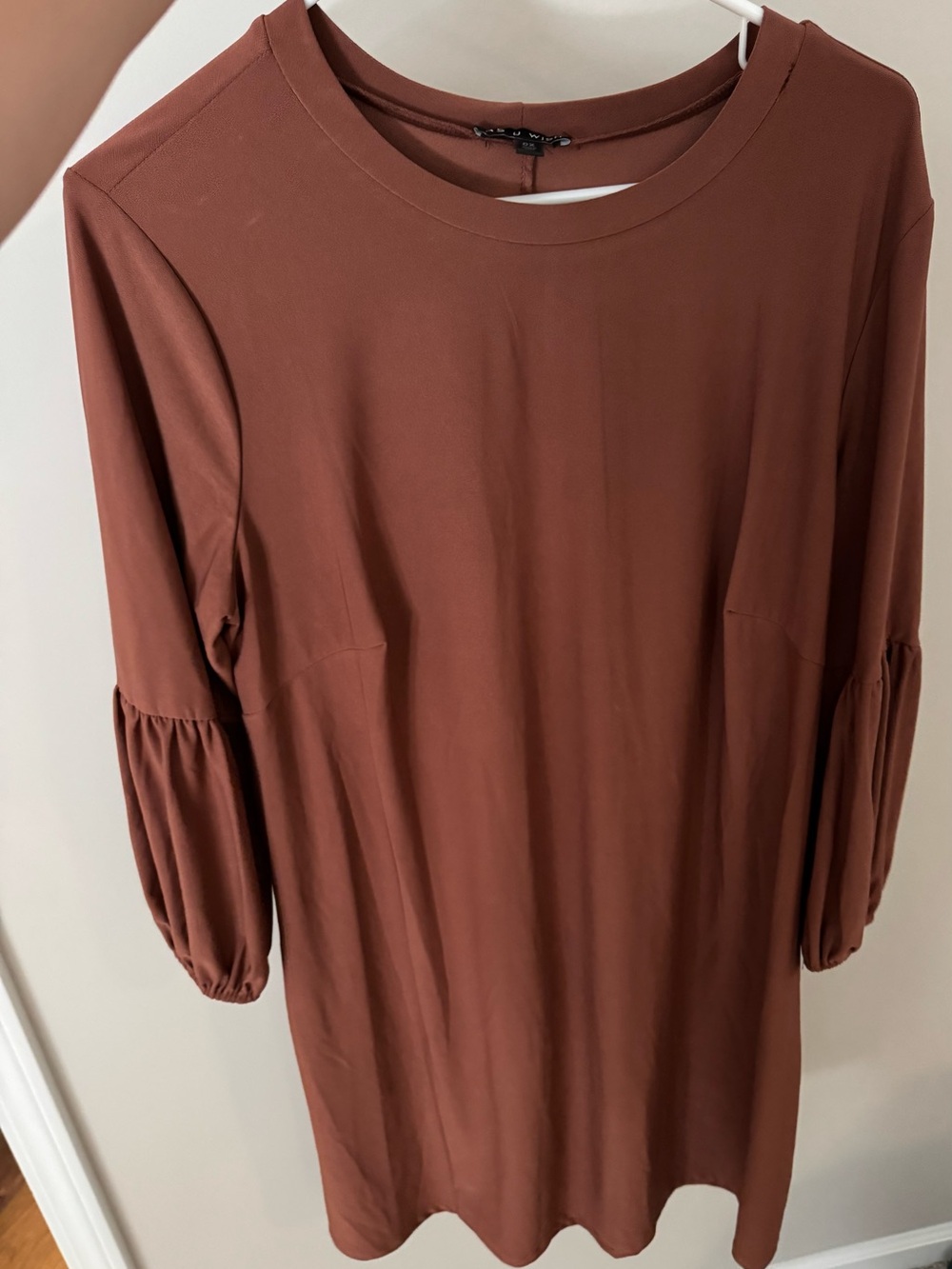 As U Wish Brown Long Sleeve Shift Dress